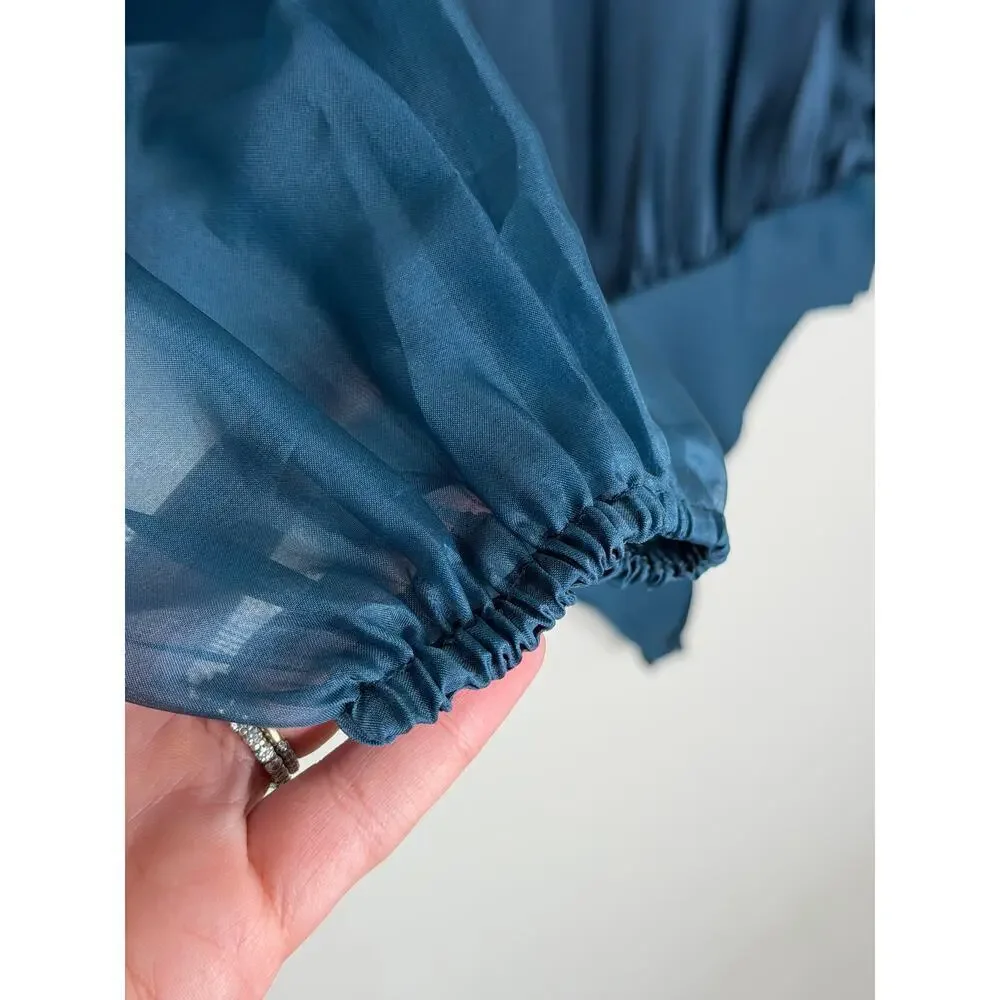 Cami NYC Penelope Sheer Sheer Organza Thong Bodysuit Indigo Blue Women's Size XS